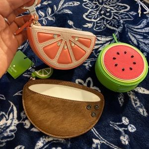Authentic Kate Spade Fruit coin bundle NWT, NWOT & gently used. 3 together